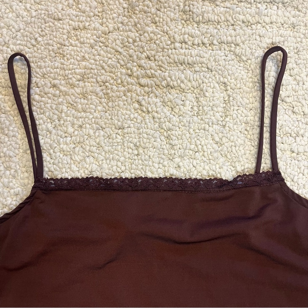 Fashion Bug Y2K lace trim tank size 18/20W chocolate brown layering piece - Picture 2 of 6
